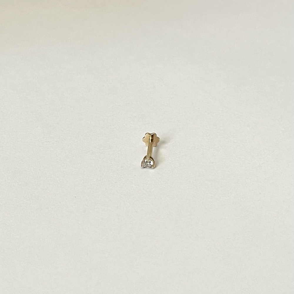 SOLD- 14k Gold & Diamond Flat Back Earring (Single) *Price Firm